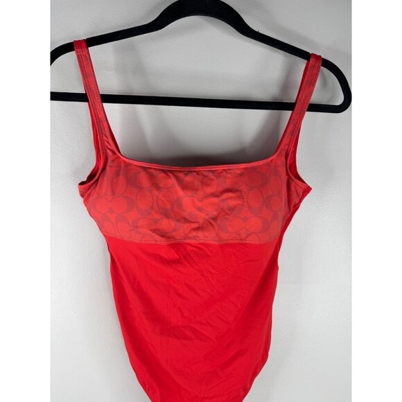 Coach Women’s One Piece Swimsuit Bathing Suit Authentic Signature Red Sz XS NEW - Picture 4 of 14